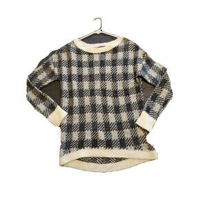 Womens XS Buffalo Plaid Sweater Wool Blend Crew Neck Pullover By Express